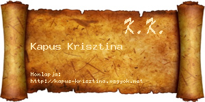 Kapus Krisztina névjegykártya
